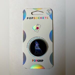 PopSocket PopGrip Black with Wolf Design Howl You Doin